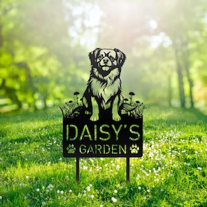 Custom Tibetan Spaniel Dog Metal Memorial Garden Stake Personalized Pet Grave Marker Name Sign Remembrance Stake Decor Sympathy Dog Loss
