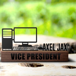 Custom Computer Science Teacher Gift Desk Name Plate Wedge Personalized Nameplate Office School Sign Teacher Appreciation Plaque Decor