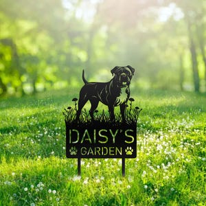 Custom American Bulldog Dog Metal Memorial Garden Stake Personalized Pet Grave Marker Name Sign Remembrance Stake Decor Sympathy Dog Loss