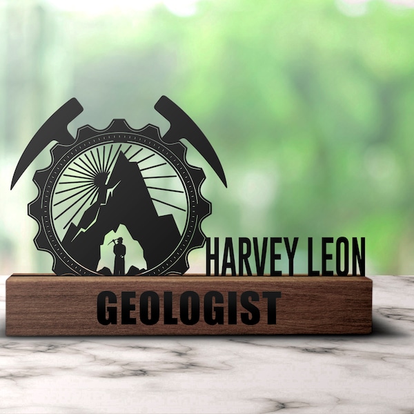 Custom Geologist Desk Name Plate Wedge Personalized Geology Nameplate Office Sign Company Shelf Tabletop Plaque Decor Gifts