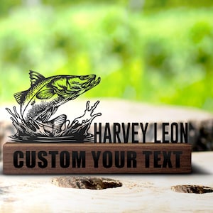 Custom Snook Fish Desk Name Plate Wedge Personalized Fisher Nameplate Executive Office Sign Company Shelf Tabletop Fishing Decor Christmas