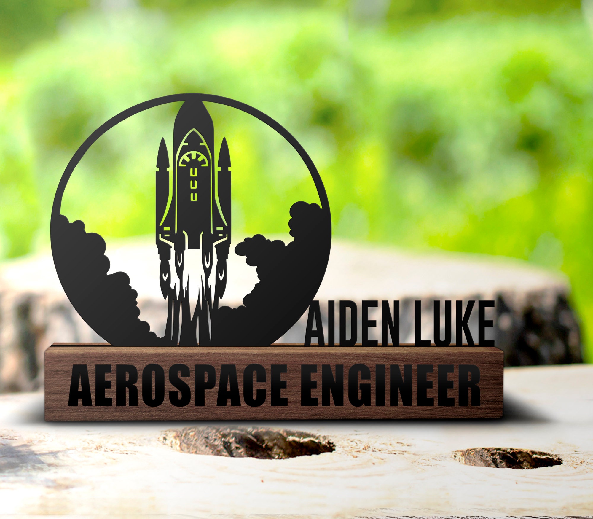 Custom Aerospace Engineer Gift Desk Name Plate Wedge Personalized Aircraft Engineering Graduate Nameplate Office Company Sign Plaque Decor