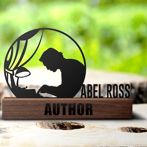 Custom Writer Desk Name Plate Wedge Personalized Writing Author Nameplate Office Sign Shelf Tabletop Plaque Writing Graduation Gifts Decor