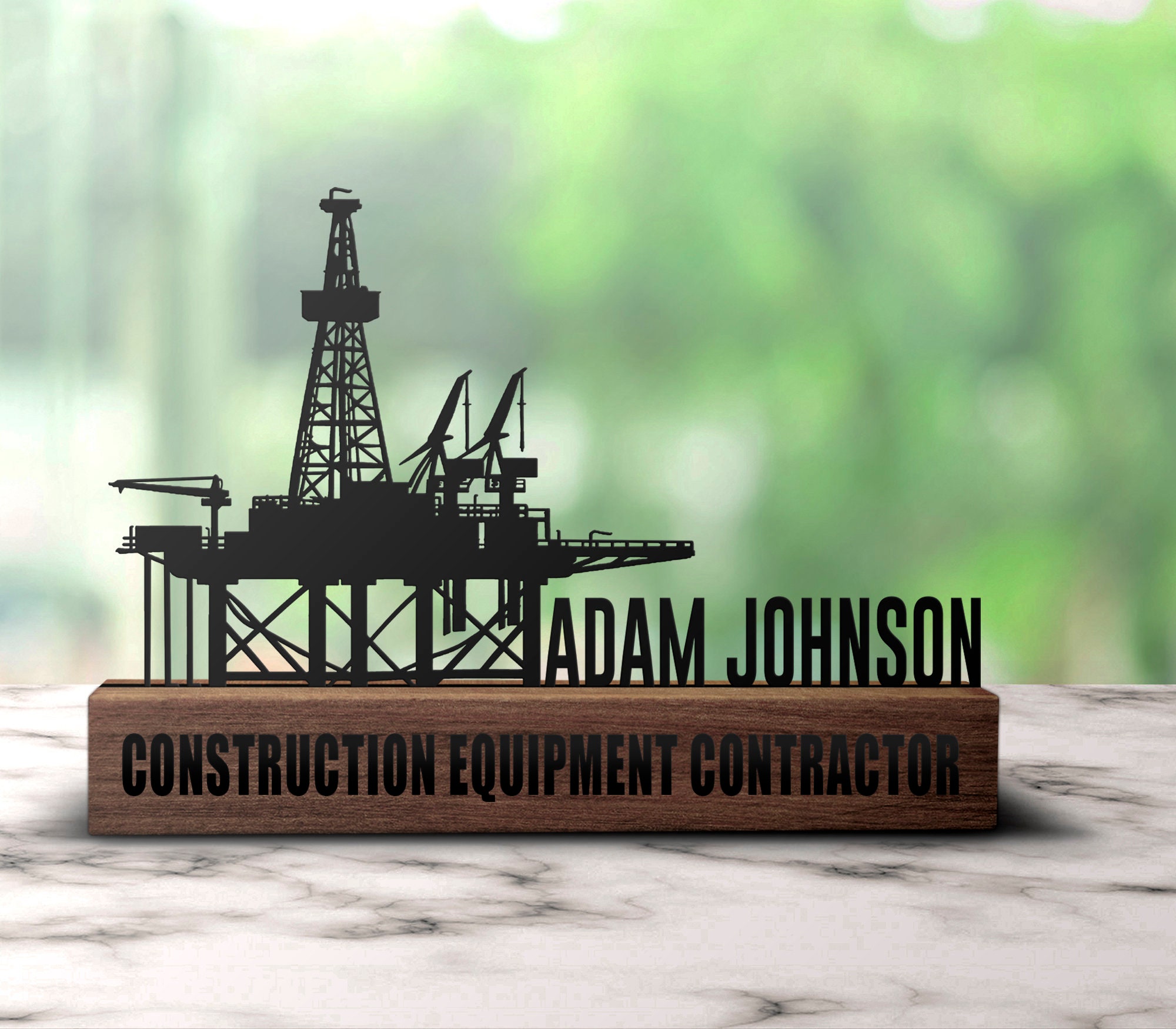 Custom Oil Drill Rig Desk Name Plate Wedge Personalized Heavy Equipment ...
