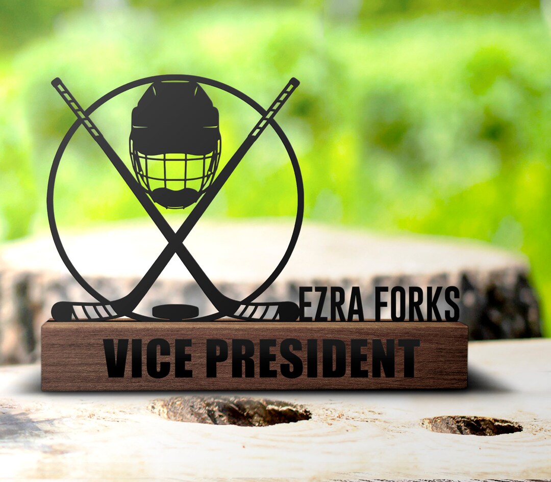 Custom Hockey Desk Name Plate Wedge Personalized Hockey Player Name