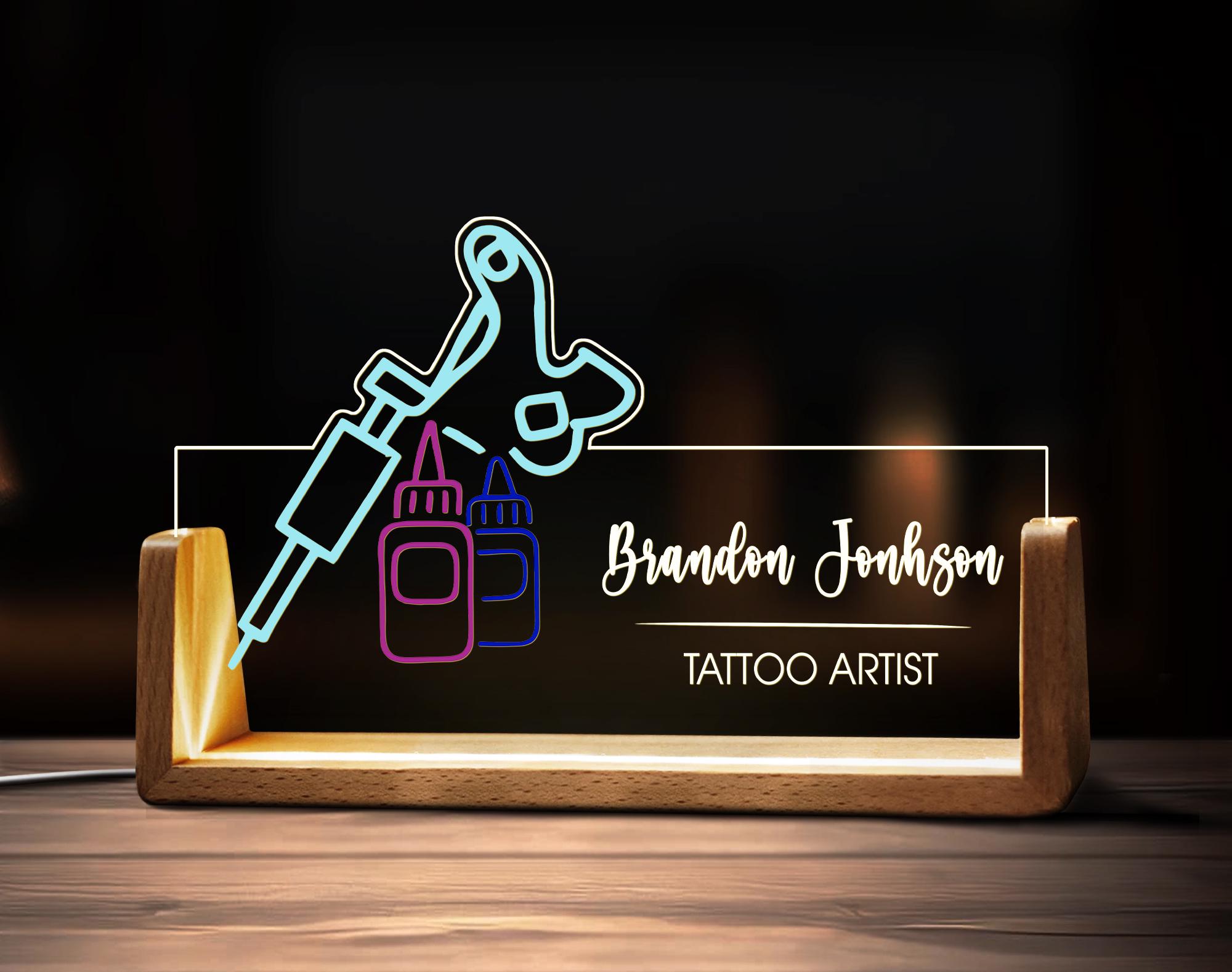 Custom Tattoo Desk Name Plate Personalized Tattoo Artist Gift