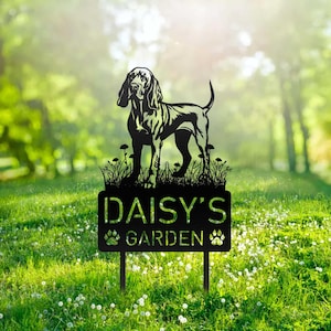 Custom Bloodhound Dog Metal Memorial Garden Stake Personalized Pet Grave Marker Name Sign Remembrance Stake Decor Sympathy Dog Loss