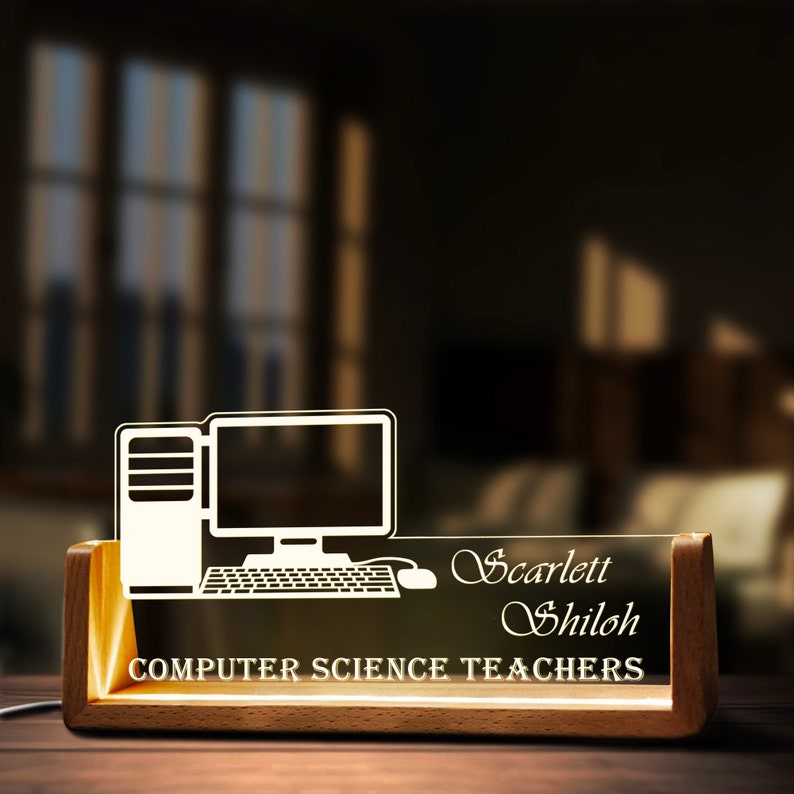 Computer Monitor Nameplate Sign Custom Computer Science Teacher Desk Name Plate Personalized Teacher ...