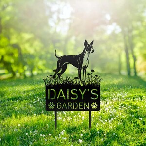 Custom Ibizan Hound Dog Metal Memorial Garden Stake Personalized Pet Grave Marker Name Sign Remembrance Stake Decor Sympathy Dog Loss