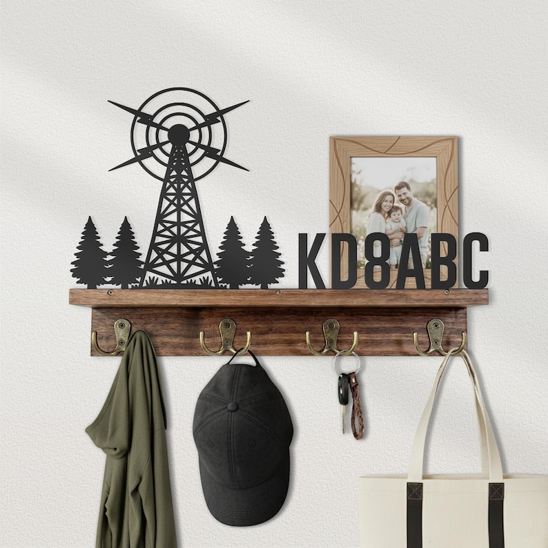 Custom Call Sign Ham Radio Wooden Shelf Metal Wall Art, Personalized ...