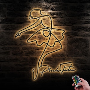 Custom Ballerina Dance Metal Wall Art LED Light Personalized Girl Ballet Dancing Name Sign Home Decor Dancer Kid Nursery Decoration Birthday