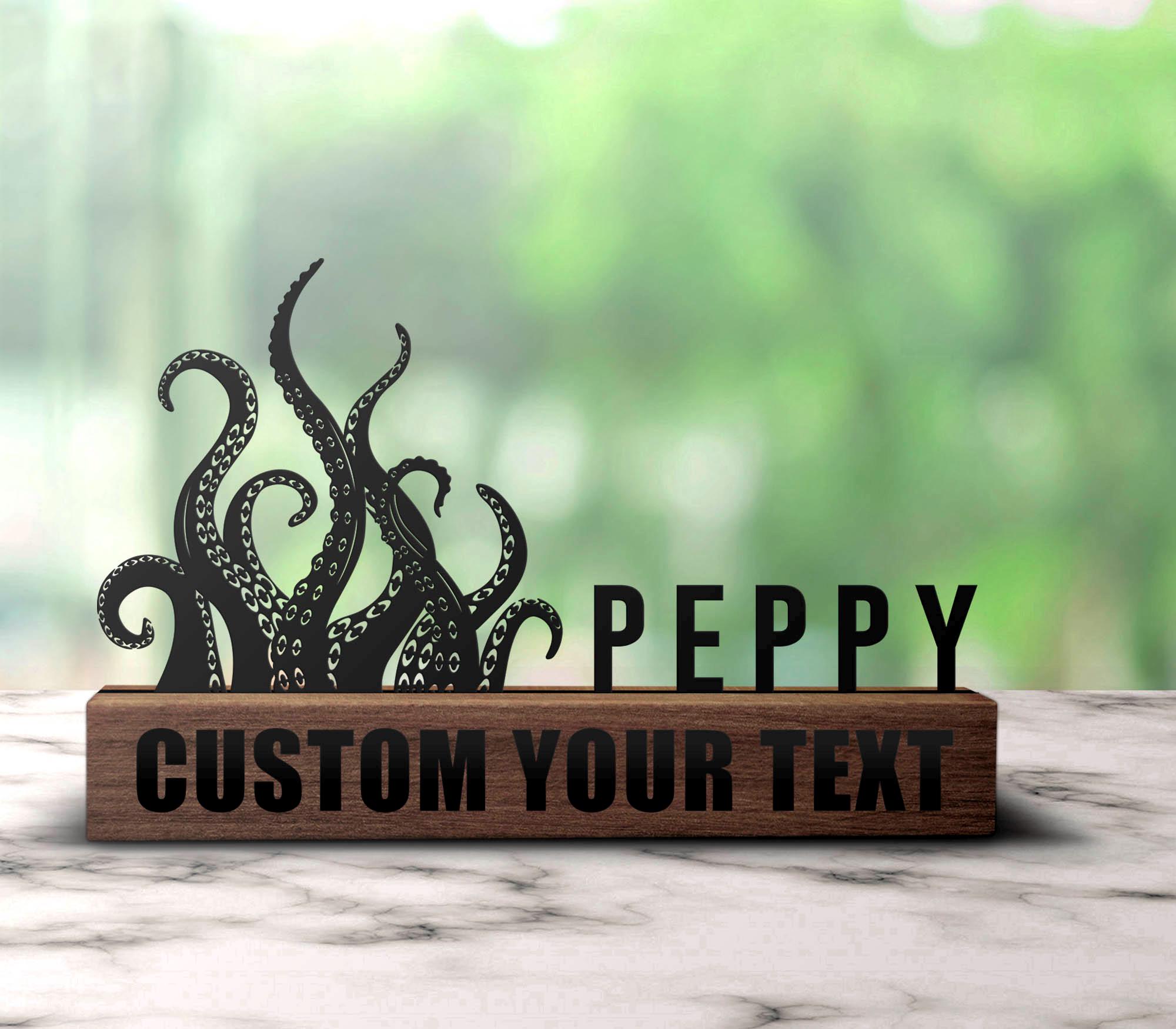 Custom Octopus Tentacles Desk Name Plate Wedge Personalized Octopus ...