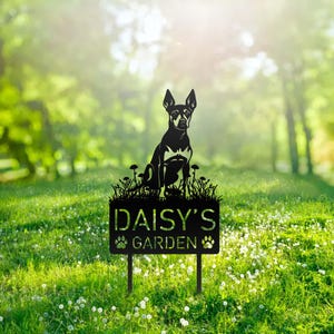 Custom German Pinscher Dog Metal Memorial Garden Stake Personalized Pet Grave Marker Name Sign Remembrance Stake Decor Sympathy Dog Loss