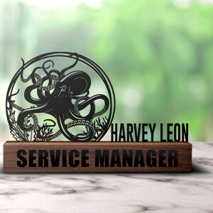Custom Octopus Desk Name Plate Wedge, Personalized Nameplate Sea Animal ...