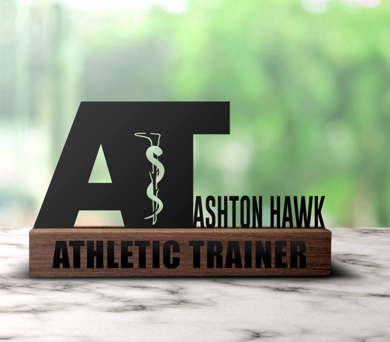 Custom Athletic Trainer Gift Desk Name Plate Wedge Etsy