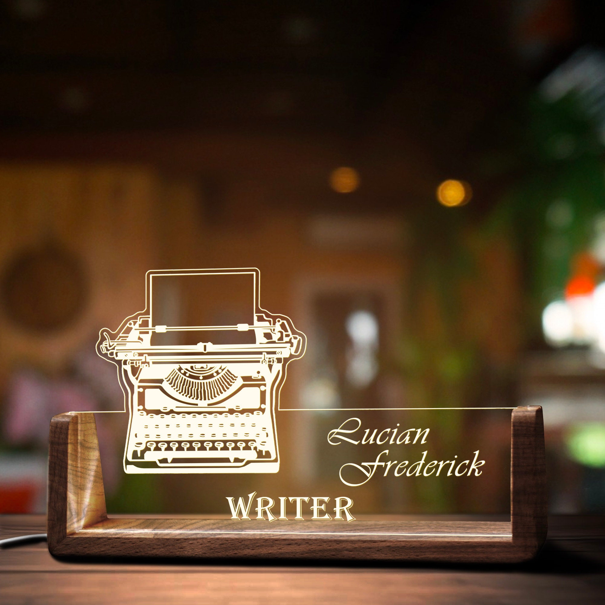 Custom Writer Desk Name Plate Personalized Writing Author LED Light ...