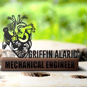 Custom Mechanic Desk Name Plate Wedge Personalized Mechanic Gift Nameplate Office Garage Sign Mechanical Engineer Repair Tools Plaque Decor