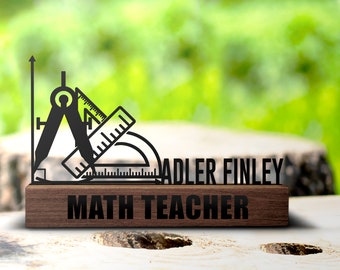 Math Teacher Appreciation Gift Custom Desk Name Plate Plaque Gift UV ...