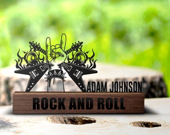 Custom Guitar Rock And Roll Desk Name Plate Wedge Personalized Rock Singer Nameplate Executive Office Sign Company Shelf Tabletop Decor