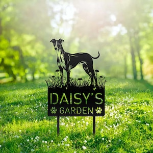Custom Whippet Dog Metal Memorial Garden Stake Personalized Pet Grave Marker Name Sign Remembrance Stake Decor Sympathy Dog Loss Christmas