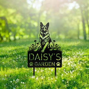 Custom German Shepherd Dog Metal Memorial Garden Stake Personalized Pet Grave Marker Name Sign Remembrance Stake Decor Sympathy Dog Loss
