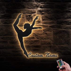 Custom Modern Dance Metal Wall Art LED Lights Personalized Girl Ballet Dancing Name Sign Home Decor Dancer Kid Nursery Decoration Birthday