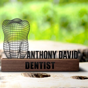 Custom Dentist Desk Name Plate Wedge Personalized Dentist Gift Nameplate Office Sign Shelf Tabletop Dentist Graduation Gift Plaque Decor