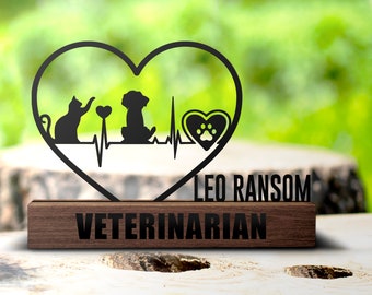 Aangepaste dierenarts bureau naamplaatje wig gepersonaliseerde dierenarts technische naambord kantoor bord plank tafelblad toekomstige dierenarts Dogtor plaque decor