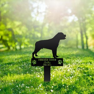 Custom Rottweiler Dog Metal Memorial Garden Stake Personalized Pet Grave Marker Name Sign Remembrance Stake Decor Sympathy Dog Loss Gift