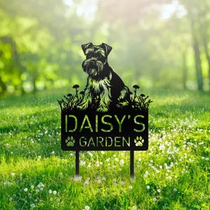Custom Miniature Schnauzer Dog Metal Memorial Garden Stake Personalized Pet Grave Marker Name Sign Remembrance Stake Decor Sympathy Dog Loss