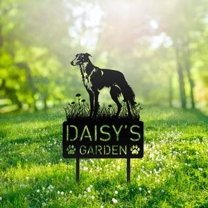 Custom Borzoi Dog Metal Memorial Garden Stake Personalized Pet Grave Marker Name Sign Remembrance Stake Decor Sympathy Dog Loss