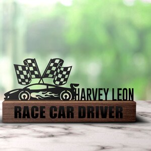 Custom Race Car Driver Desk Name Plate Wedge Personalized Racing ...