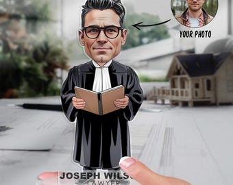 Custom Lawyer Figurine Trinket Caricature Portrait Desk Name Plate Personalized Acrylic Cartoon Attorney Judge Law Juris Justice Plaque Gift
