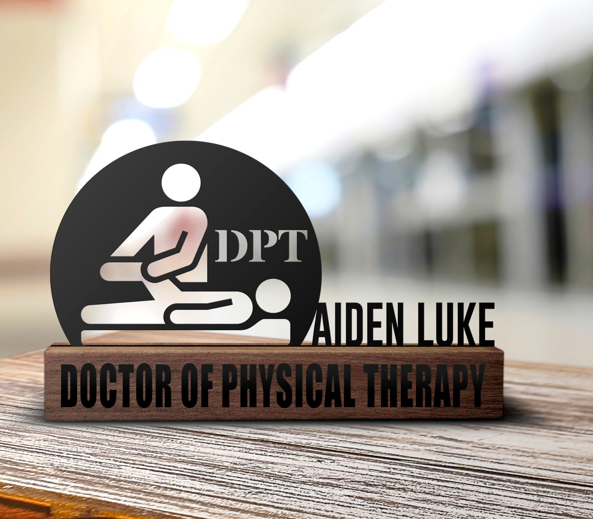 Custom Doctor of Physical Therapy Desk Name Plate Wedge Personalized ...