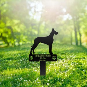Custom Great Dane Dog Metal Memorial Garden Stake Personalized Pet Grave Marker Name Sign Remembrance Stake Decor Sympathy Dog Loss Gift