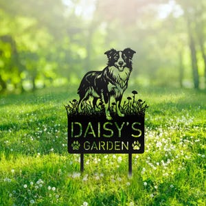 Custom Border Collie Dog Metal Memorial Garden Stake Personalized Pet Grave Marker Name Sign Remembrance Stake Decor Sympathy Dog Loss