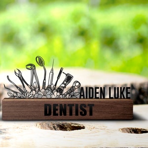 Custom Dentist Desk Name Plate Wedge Personalized Dentist Gift Nameplate Office Sign Shelf Tabletop Dentist Graduation Gift Plaque Decor