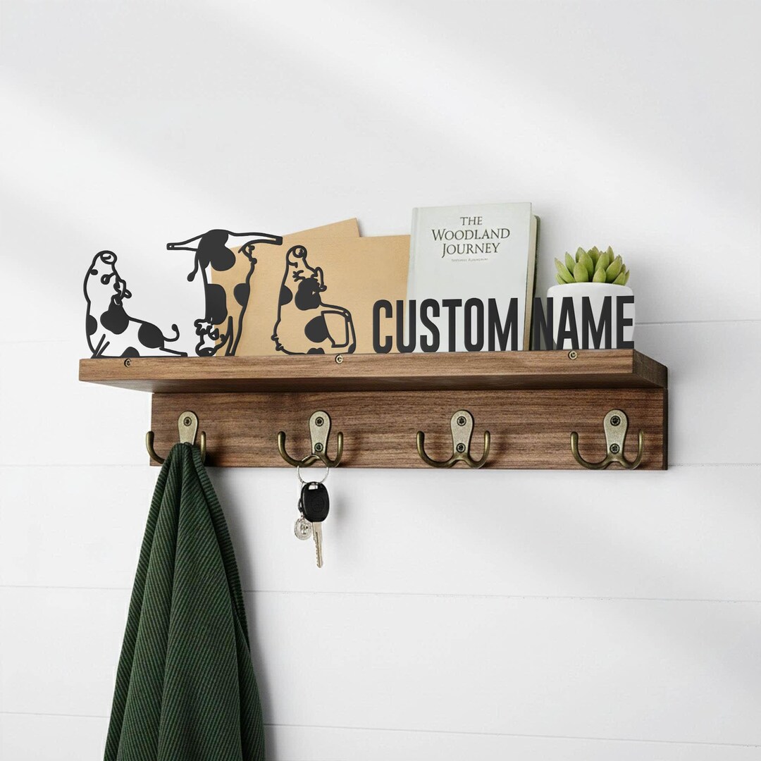 Cow Letter Rack Custom Dairy Cow Wooden Shelf Metal Wall Art Personalized Funny ...