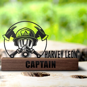 Custom Firefighter Desk Name Plate Wedge Personalized Fireman Nameplate Executive Office Sign Shelf Tabletop Fire Department Plaque Decor