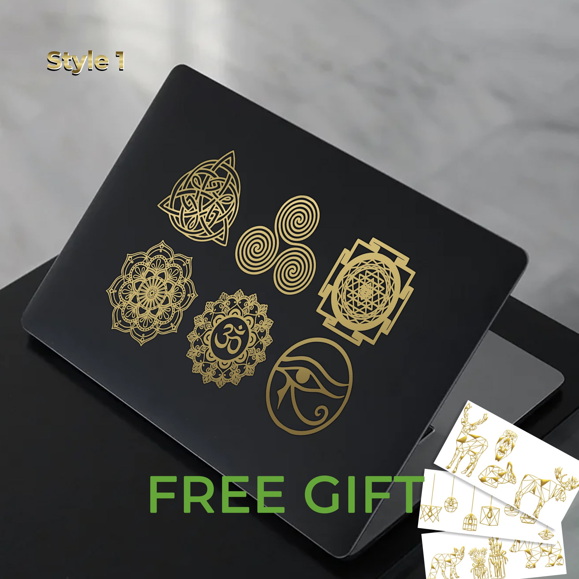 Christmas Stickers for Envelopes Holiday Labels 500PCS Black & Gold Seals  Faux Glitter for Holiday Christmas Party Decoration