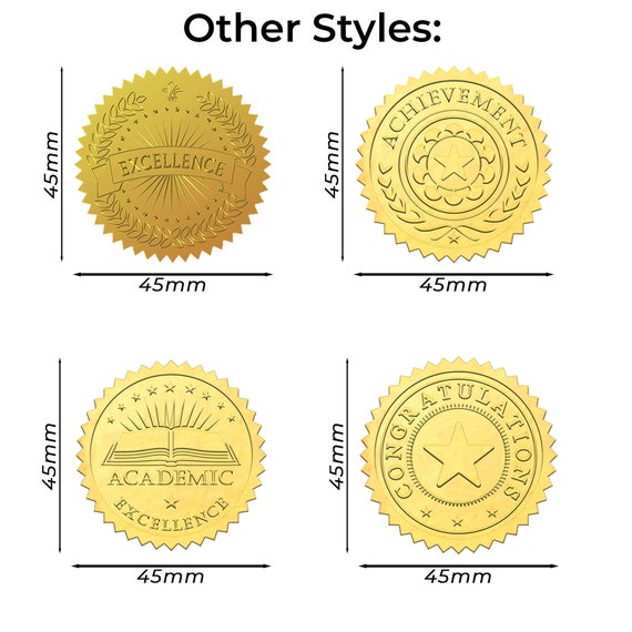 Congratulations Gold Embossed Sticker, Certificate Seal, Round Stickers,  Metallic Seal Stickers Sale 