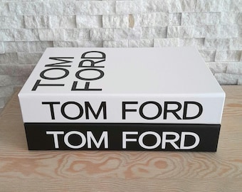 Tom Ford Book Box: Black Coffee Table Decor, Hollow Cardboard Storage