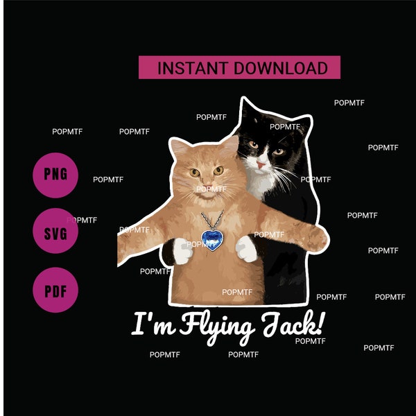 Titanic Cats Shirts: Jack and Rose Inspired Feline Apparel Digital Files (PNG, SVG, PDF) Instant downloads