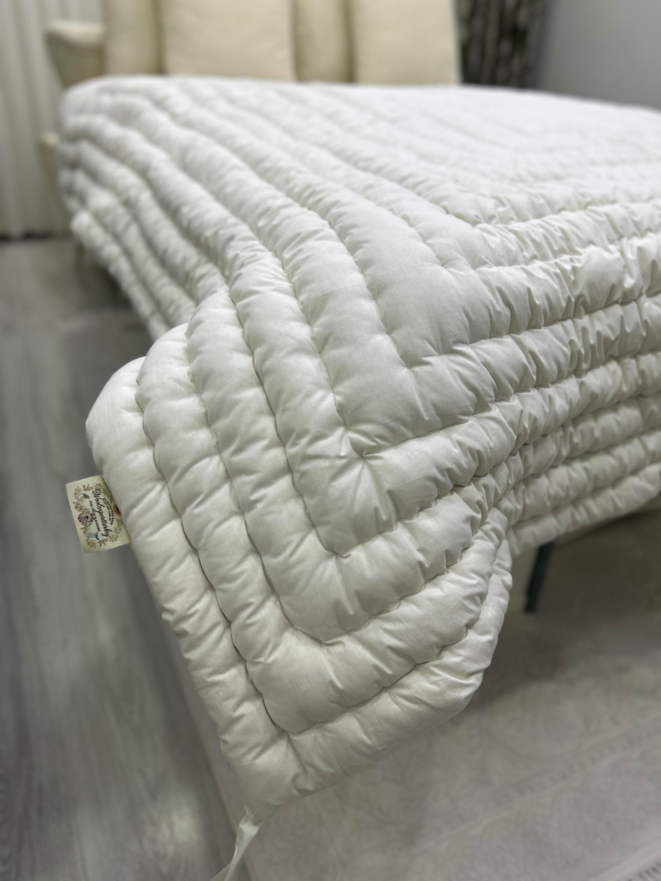 100% Natural WOOL QUILT/ Handmade Stitched Duvet/ Odorless Handcrafted Quilt/ Unpainted Vintage Quilt/ Customizable All Sizes You Want