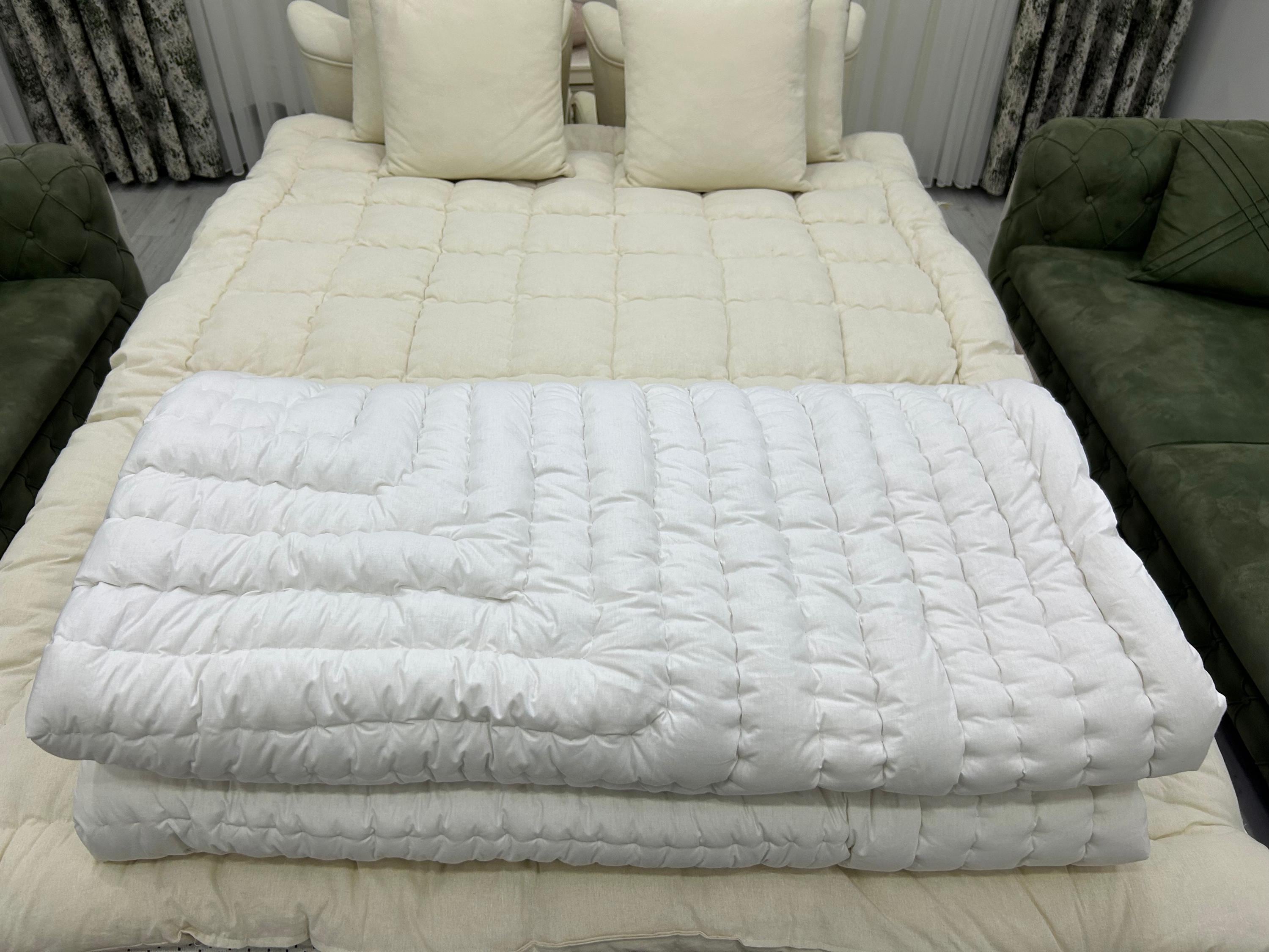 100% Natural WOOL QUILT/ Handmade Stitched Duvet/ Odorless Handcrafted Quilt/ Unpainted Vintage Quilt/ Customizable All Sizes You Want