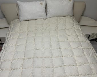 100% Natural WOOL QUILT/ Handmade Stitched Duvet/ Odorless Handcrafted Quilt/ Unpainted Vintage Quilt/ Customizable All Sizes You Want