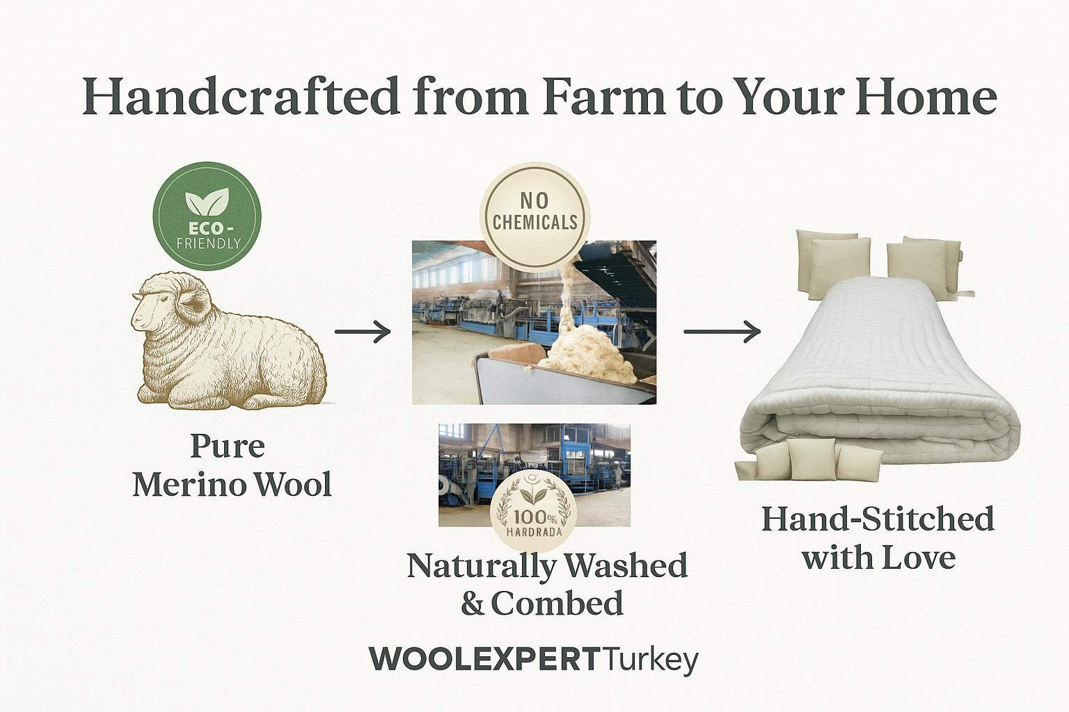 100% Natural WOOL QUILT/ Handmade Stitched Duvet/ Odorless Handcrafted Quilt/ Unpainted Vintage Quilt/ Customizable All Sizes You Want