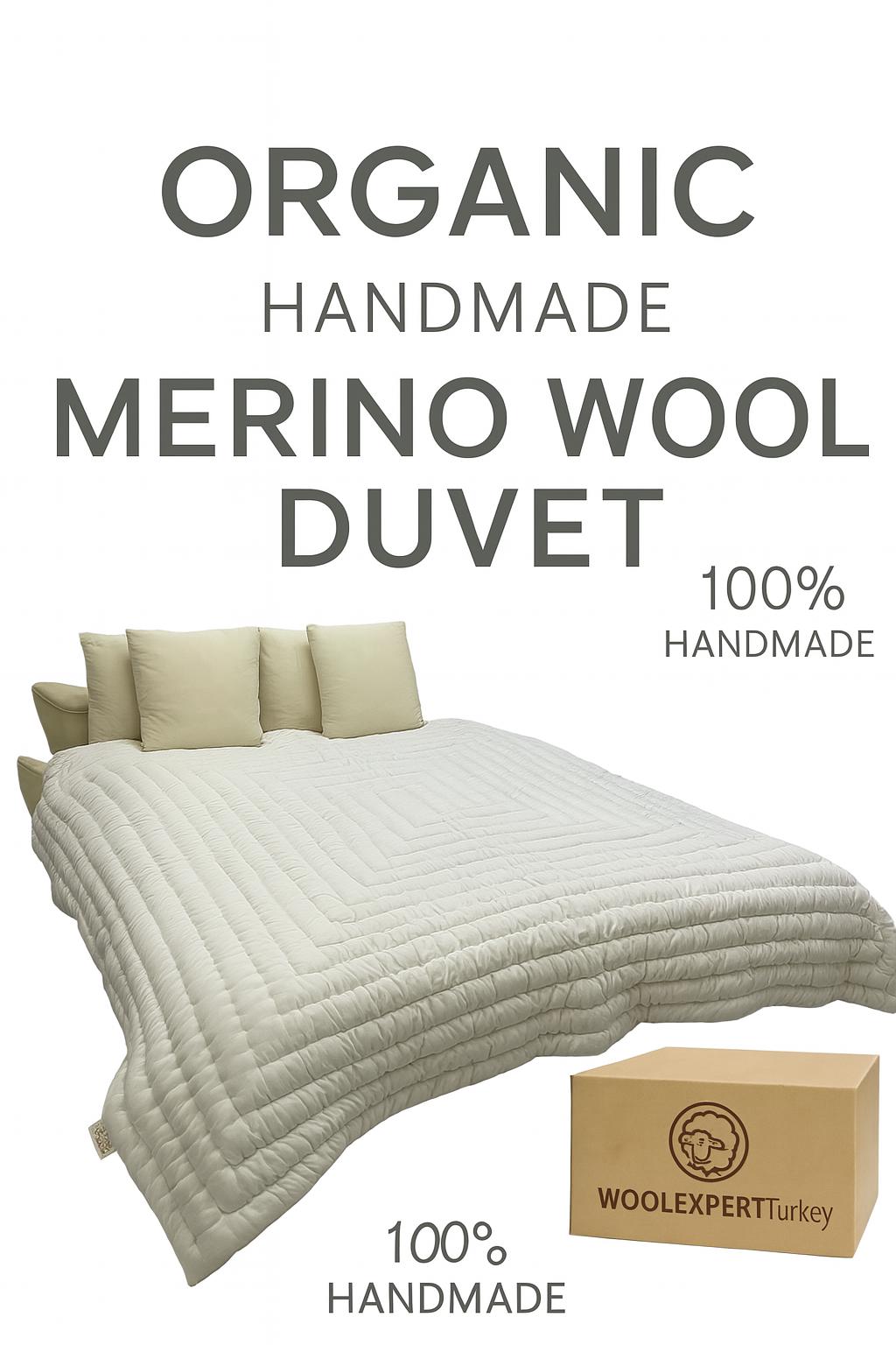 100% Natural WOOL QUILT/ Handmade Stitched Duvet/ Odorless Handcrafted Quilt/ Unpainted Vintage Quilt/ Customizable All Sizes You Want