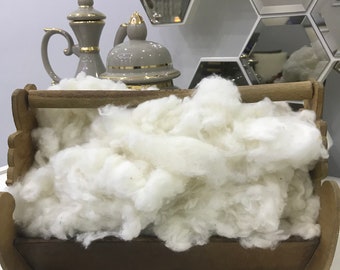 100% NATURAL Organic COTTON / Filling, Stuffing, Spinning / Raw, Batting Cotton / Perfect for stuffing dolls, pillows, cushions, and pieces