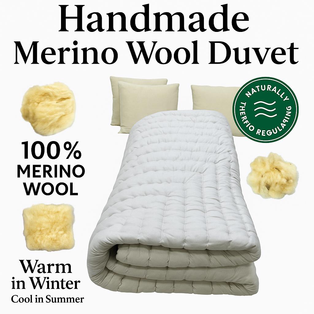 100% Natural WOOL QUILT/ Handmade Stitched Duvet/ Odorless Handcrafted Quilt/ Unpainted Vintage Quilt/ Customizable All Sizes You Want